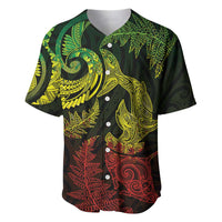 New Zealand Sea Animals with Maori Tribal Tattoo Baseball Jersey Shark Manta Ray with Silver Fern Reggae
