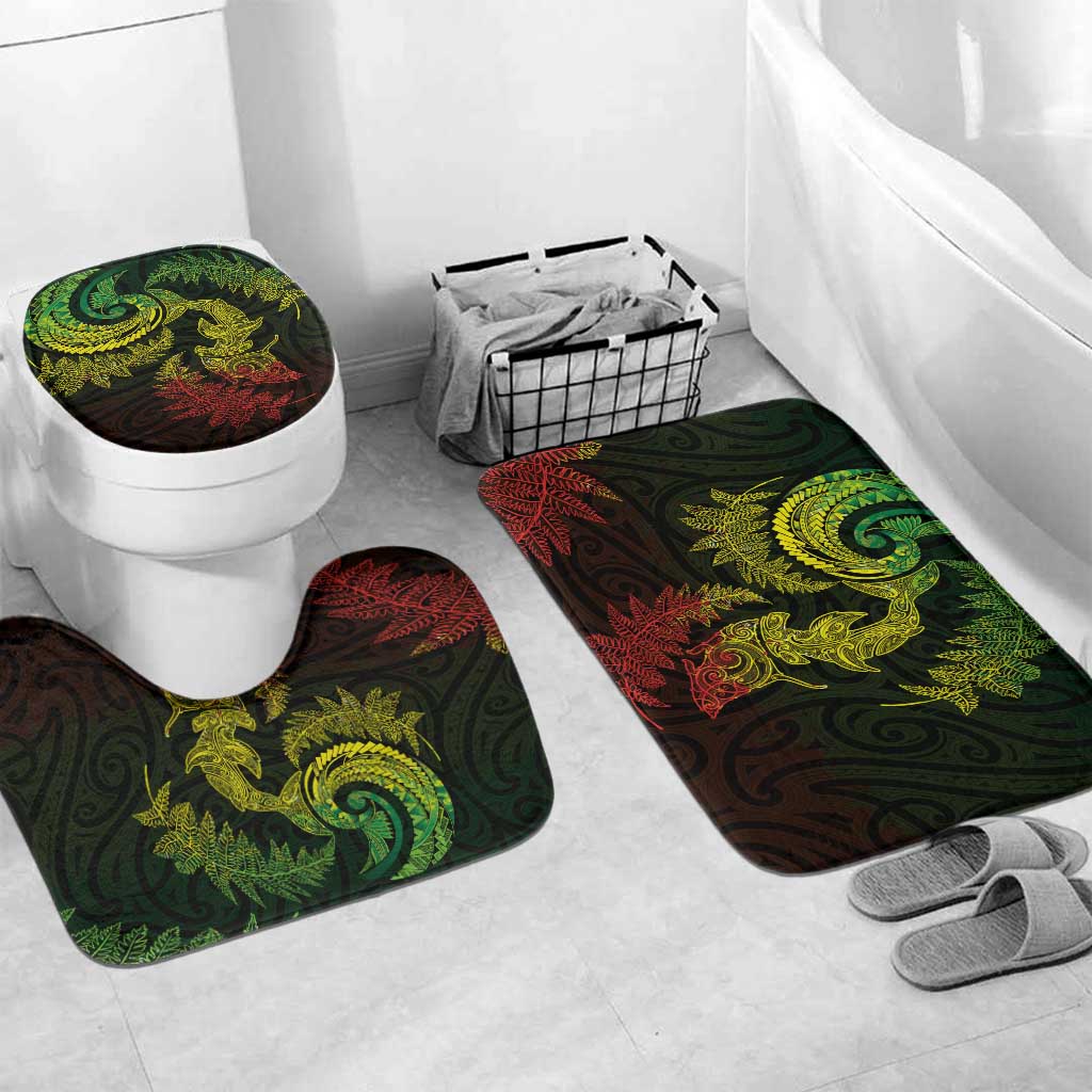 New Zealand Sea Animals with Maori Tribal Tattoo Bathroom Set Shark Manta Ray with Silver Fern Reggae