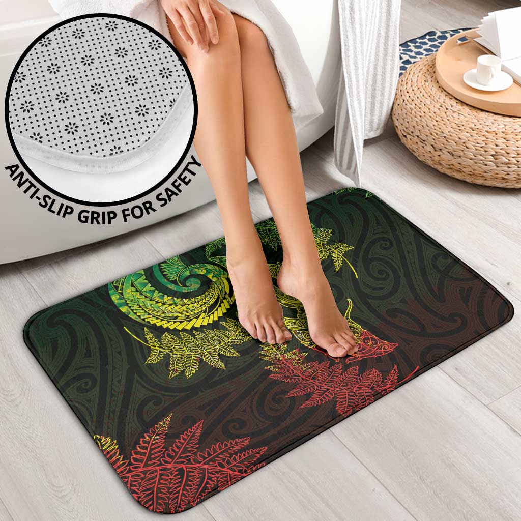 New Zealand Sea Animals with Maori Tribal Tattoo Bathroom Set Shark Manta Ray with Silver Fern Reggae