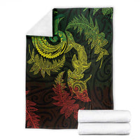 New Zealand Sea Animals with Maori Tribal Tattoo Blanket Shark Manta Ray with Silver Fern Reggae