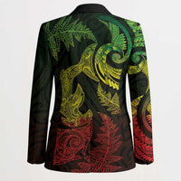 New Zealand Sea Animals with Maori Tribal Tattoo Blazer Shark Manta Ray with Silver Fern Reggae