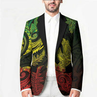 New Zealand Sea Animals with Maori Tribal Tattoo Blazer Shark Manta Ray with Silver Fern Reggae