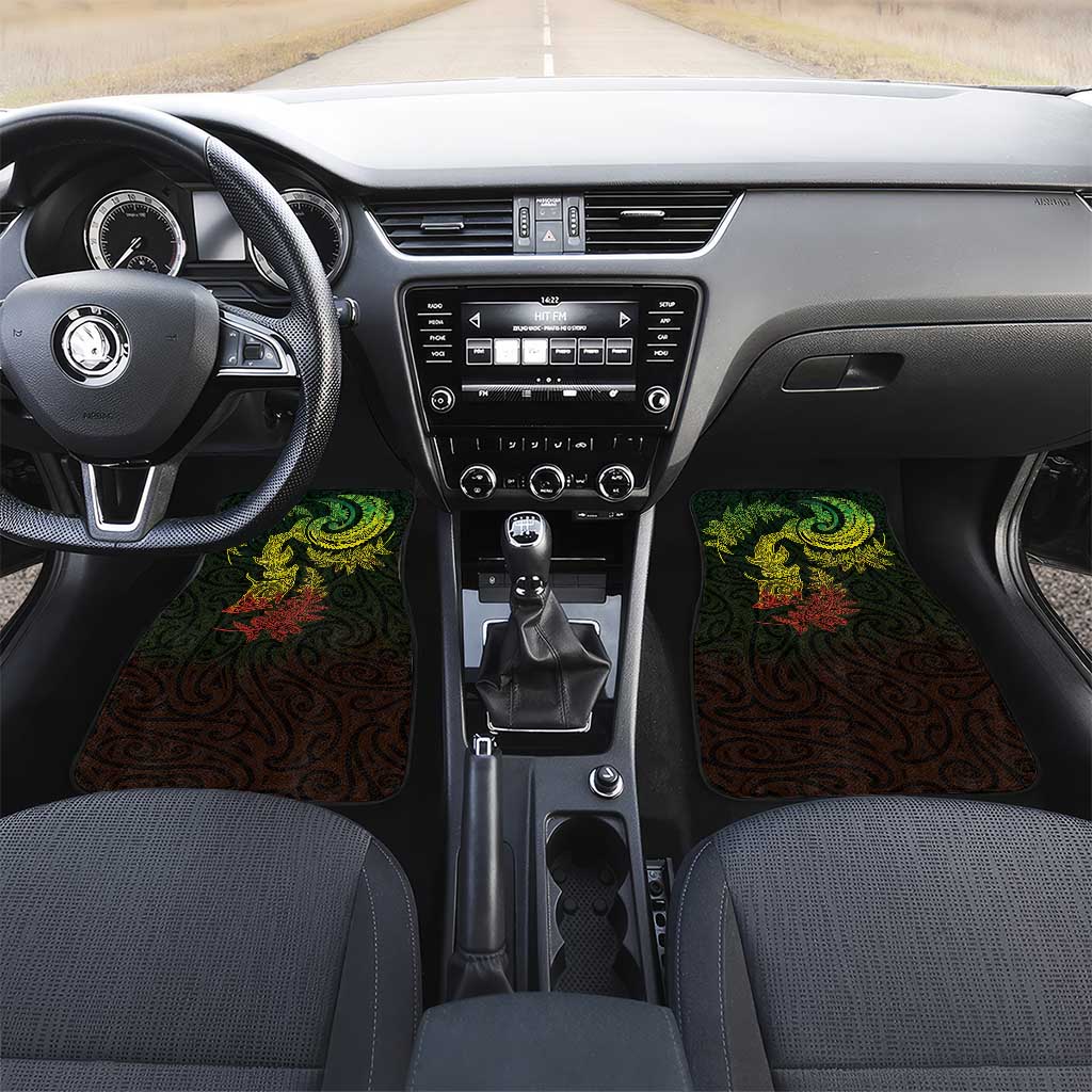 New Zealand Sea Animals with Maori Tribal Tattoo Car Mats Shark Manta Ray with Silver Fern Reggae