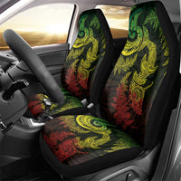 New Zealand Sea Animals with Maori Tribal Tattoo Car Seat Cover Shark Manta Ray with Silver Fern Reggae