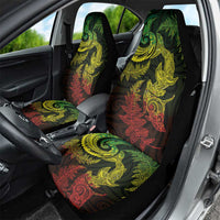 New Zealand Sea Animals with Maori Tribal Tattoo Car Seat Cover Shark Manta Ray with Silver Fern Reggae