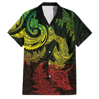 New Zealand Sea Animals with Maori Tribal Tattoo Family Matching Tank Maxi Dress and Hawaiian Shirt Shark Manta Ray with Silver Fern Reggae