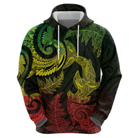New Zealand Sea Animals with Maori Tribal Tattoo Hoodie Shark Manta Ray with Silver Fern Reggae LT03 - Polynesian Pride