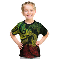 New Zealand Sea Animals with Maori Tribal Tattoo Kid T Shirt Shark Manta Ray with Silver Fern Reggae