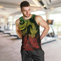 New Zealand Sea Animals with Maori Tribal Tattoo Men Tank Top Shark Manta Ray with Silver Fern Reggae