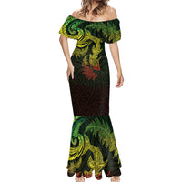 New Zealand Sea Animals with Maori Tribal Tattoo Mermaid Dress Shark Manta Ray with Silver Fern Reggae