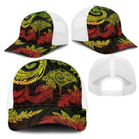 New Zealand Sea Animals with Maori Tribal Tattoo Mesh Trucker Cap Shark Manta Ray with Silver Fern Reggae LT03 - Polynesian Pride