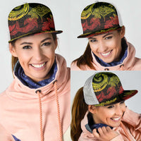New Zealand Sea Animals with Maori Tribal Tattoo Mesh Trucker Cap Shark Manta Ray with Silver Fern Reggae LT03 - Polynesian Pride