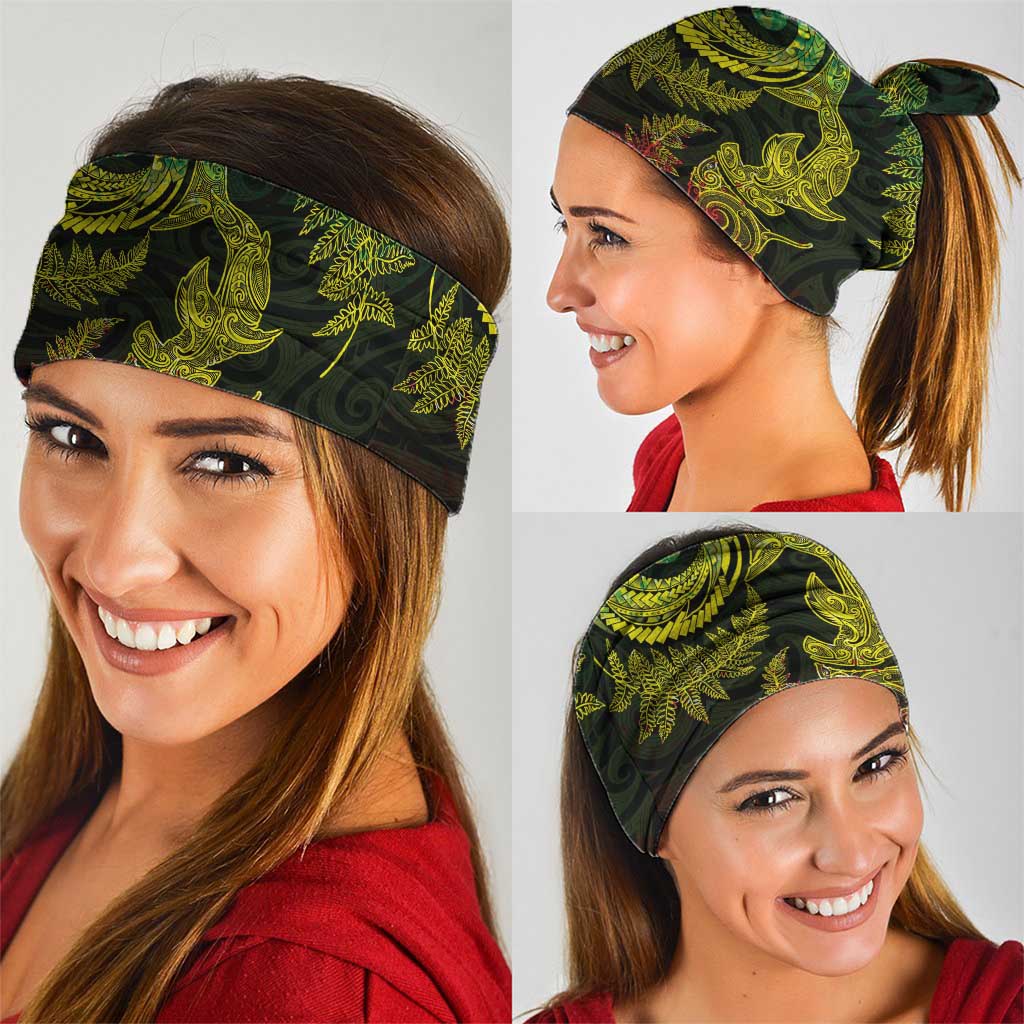 New Zealand Sea Animals with Maori Tribal Tattoo Neck Gaiter Shark Manta Ray with Silver Fern Reggae