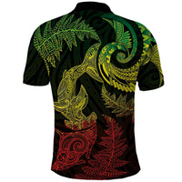 New Zealand Sea Animals with Maori Tribal Tattoo Polo Shirt Shark Manta Ray with Silver Fern Reggae LT03 - Polynesian Pride