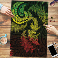 New Zealand Sea Animals with Maori Tribal Tattoo Puzzle Shark Manta Ray with Silver Fern Reggae