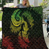 New Zealand Sea Animals with Maori Tribal Tattoo Quilt Shark Manta Ray with Silver Fern Reggae