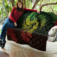 New Zealand Sea Animals with Maori Tribal Tattoo Quilt Shark Manta Ray with Silver Fern Reggae
