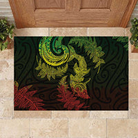 New Zealand Sea Animals with Maori Tribal Tattoo Rubber Doormat Shark Manta Ray with Silver Fern Reggae