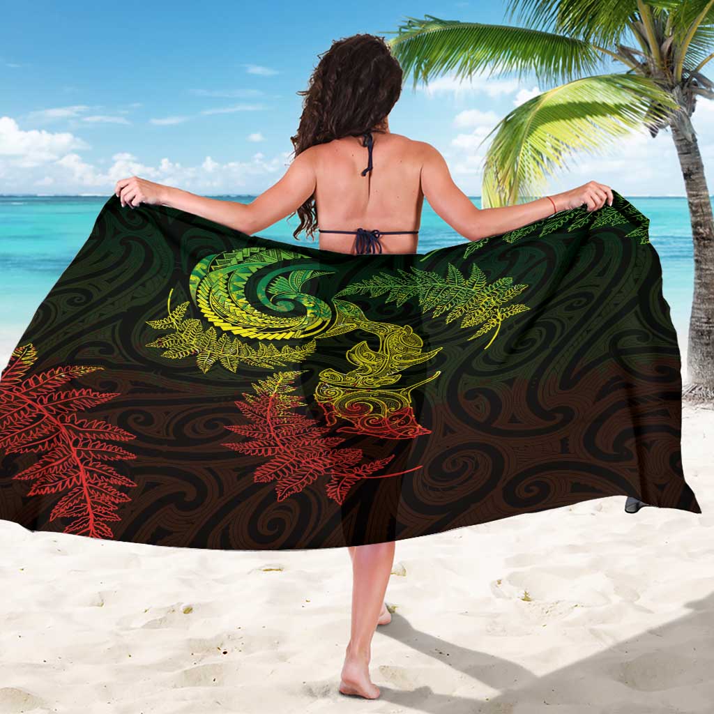 New Zealand Sea Animals with Maori Tribal Tattoo Sarong Shark Manta Ray with Silver Fern Reggae
