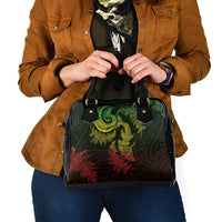 New Zealand Sea Animals with Maori Tribal Tattoo Shoulder Handbag Shark Manta Ray with Silver Fern Reggae