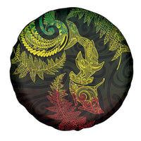 New Zealand Sea Animals with Maori Tribal Tattoo Spare Tire Cover Shark Manta Ray with Silver Fern Reggae