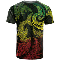 New Zealand Sea Animals with Maori Tribal Tattoo T Shirt Shark Manta Ray with Silver Fern Reggae