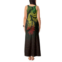 New Zealand Sea Animals with Maori Tribal Tattoo Tank Maxi Dress Shark Manta Ray with Silver Fern Reggae