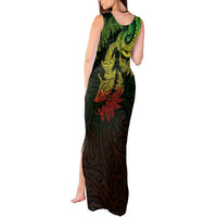 New Zealand Sea Animals with Maori Tribal Tattoo Tank Maxi Dress Shark Manta Ray with Silver Fern Reggae
