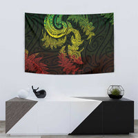 New Zealand Sea Animals with Maori Tribal Tattoo Tapestry Shark Manta Ray with Silver Fern Reggae