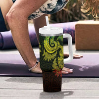 New Zealand Sea Animals with Maori Tribal Tattoo Tumbler With Handle Shark Manta Ray with Silver Fern Reggae
