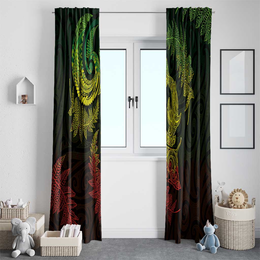 New Zealand Sea Animals with Maori Tribal Tattoo Window Curtain Shark Manta Ray with Silver Fern Reggae