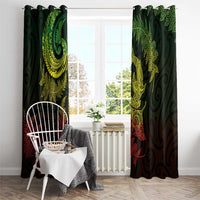 New Zealand Sea Animals with Maori Tribal Tattoo Window Curtain Shark Manta Ray with Silver Fern Reggae