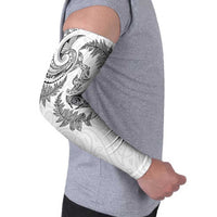 New Zealand Sea Animals with Maori Tribal Tattoo Arm Sleeves Shark Manta Ray with Silver Fern White