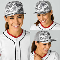 New Zealand Sea Animals with Maori Tribal Tattoo Baseball Net Cap Shark Manta Ray with Silver Fern White