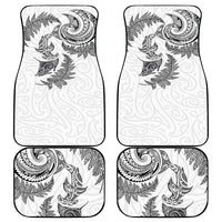 New Zealand Sea Animals with Maori Tribal Tattoo Car Mats Shark Manta Ray with Silver Fern White