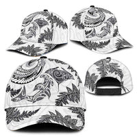 New Zealand Sea Animals with Maori Tribal Tattoo Classic Cap Shark Manta Ray with Silver Fern White LT03 - Polynesian Pride