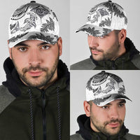 New Zealand Sea Animals with Maori Tribal Tattoo Classic Cap Shark Manta Ray with Silver Fern White LT03 - Polynesian Pride