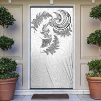 New Zealand Sea Animals with Maori Tribal Tattoo Door Cover Shark Manta Ray with Silver Fern White LT03 White - Polynesian Pride