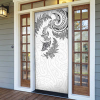 New Zealand Sea Animals with Maori Tribal Tattoo Door Cover Shark Manta Ray with Silver Fern White LT03 - Polynesian Pride