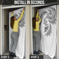 New Zealand Sea Animals with Maori Tribal Tattoo Door Cover Shark Manta Ray with Silver Fern White LT03 - Polynesian Pride