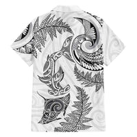 New Zealand Sea Animals with Maori Tribal Tattoo Family Matching Puletasi and Hawaiian Shirt Shark Manta Ray with Silver Fern White LT03 - Polynesian Pride