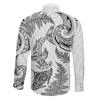 New Zealand Sea Animals with Maori Tribal Tattoo Family Matching Puletasi and Hawaiian Shirt Shark Manta Ray with Silver Fern White LT03 - Polynesian Pride