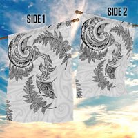 New Zealand Sea Animals with Maori Tribal Tattoo Garden Flag Shark Manta Ray with Silver Fern White