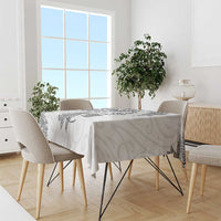 New Zealand Sea Animals with Maori Tribal Tattoo Tablecloth Shark Manta Ray with Silver Fern White