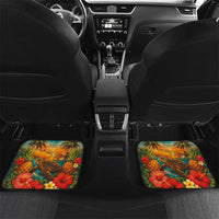 Hawaiian Turtles on Beach Car Mats with Pineapple Tropical Plant and Lei