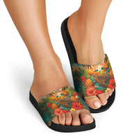 Hawaiian Turtles on Beach Slide Sandals with Pineapple Tropical Plant and Lei LT03 - Polynesian Pride