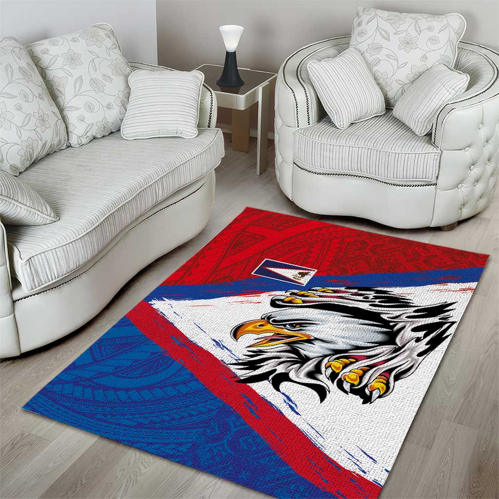 American Samoa Flag Day Area Rug Polynesian Art Geometric with Flag Brush Style