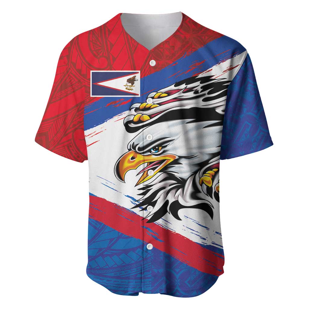 American Samoa Flag Day Baseball Jersey Polynesian Art Geometric with Flag Brush Style