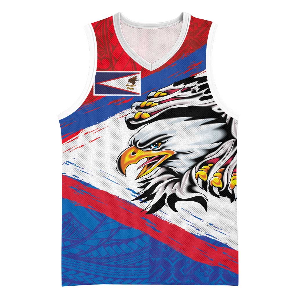 American Samoa Flag Day Basketball Jersey Polynesian Art Geometric with Flag Brush Style LT03 Unisex Multicolor - Polynesian Pride