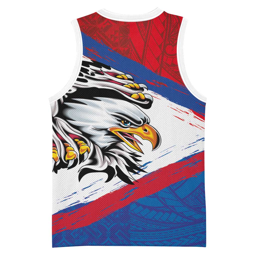 American Samoa Flag Day Basketball Jersey Polynesian Art Geometric with Flag Brush Style LT03 - Polynesian Pride